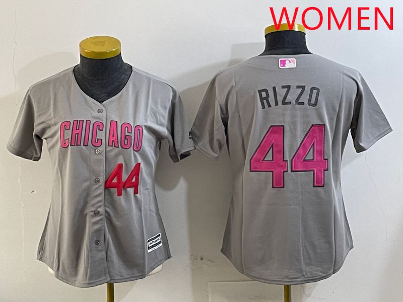 Women Chicago Cubs #44 Rizzo Grey Fashion Game 2025 Nike MLB Jersey style 4
